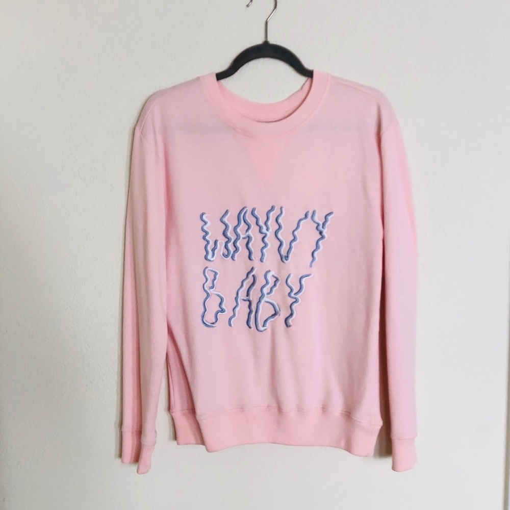 Wayvy Baby Embroidered Pink Crew Sweater